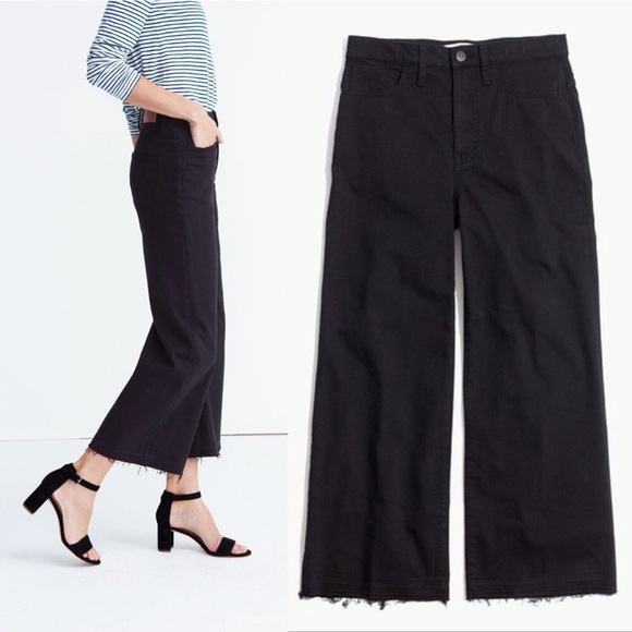 Madewell Denim - Madewell Jeans Black Wide Leg Crop 25 Raw Hem